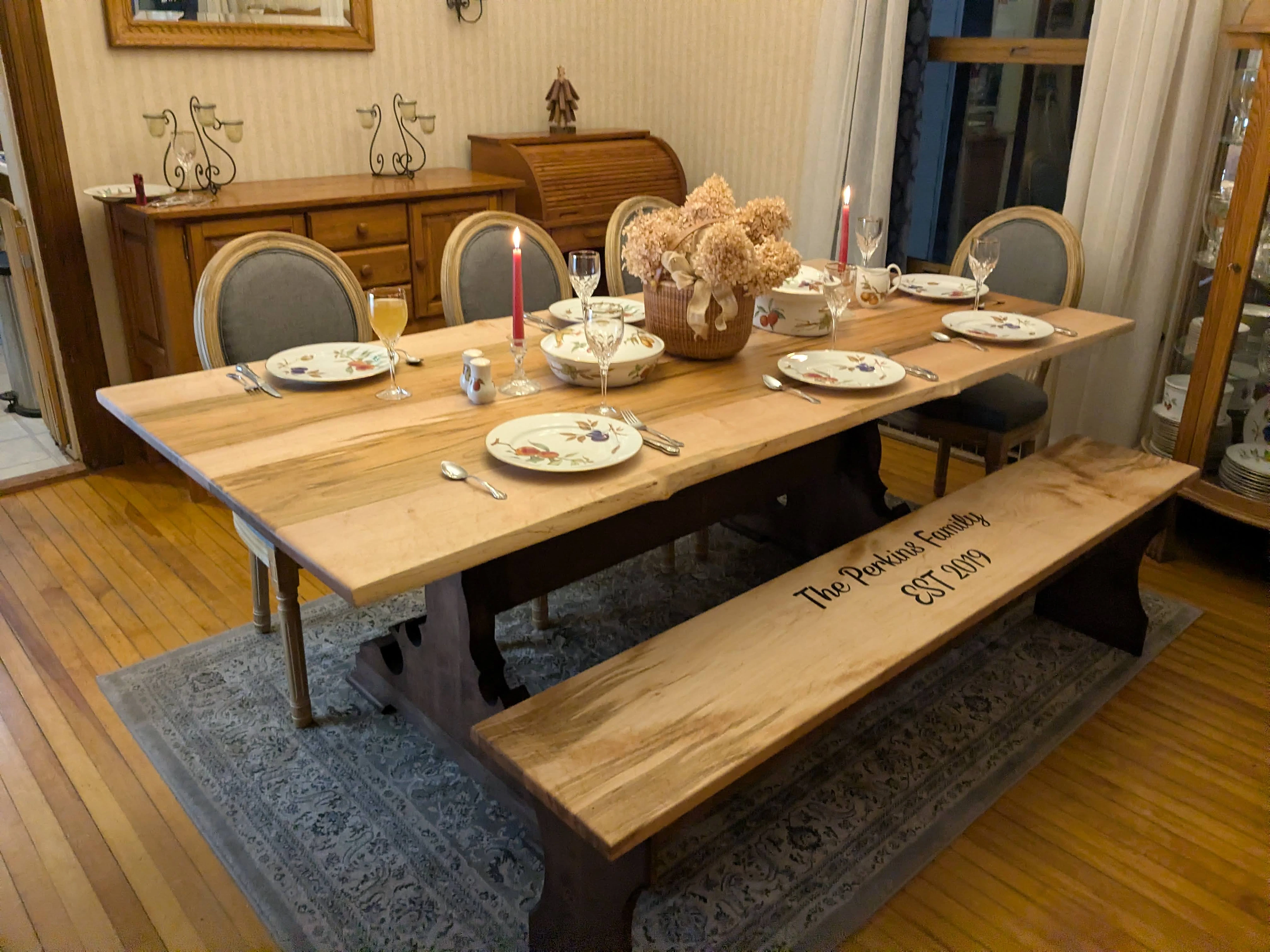 Handcrafted walnut dining table